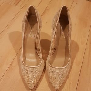 BCBG Lace Nude Stilettos size 7